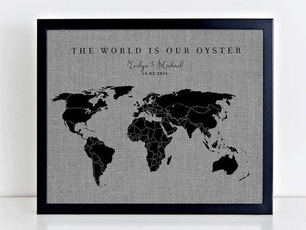 'The World Is Our Oyster' World Pushpin Map
