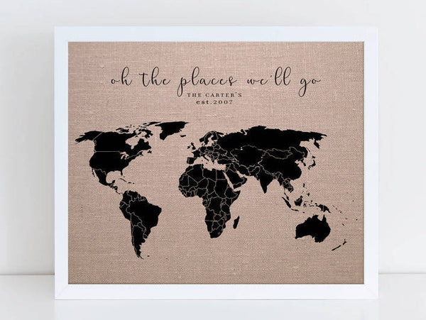 'Oh The Places We'll Go' World Pushpin Map
