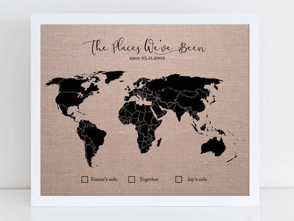 'The Places We've Been' World Pushpin Map
