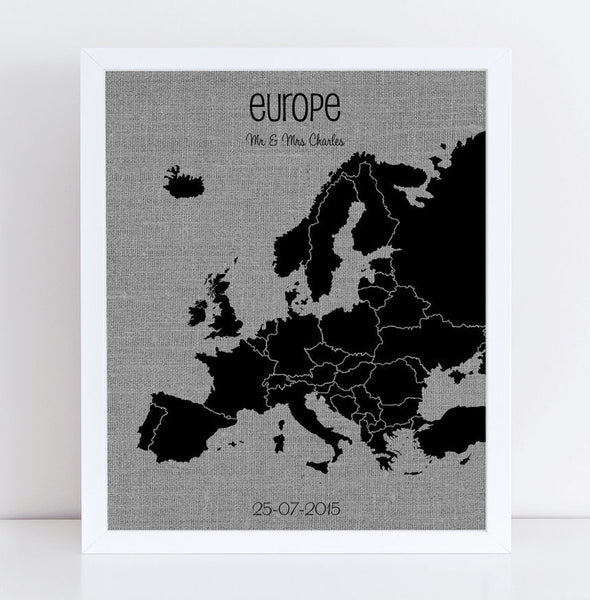 'Europe' Vertical Pushpin Map