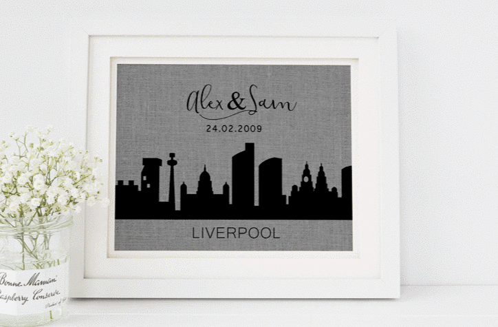 City Skyline with Couple's Names