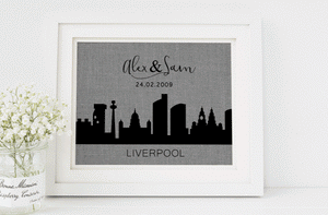 City Skyline with Couple's Names