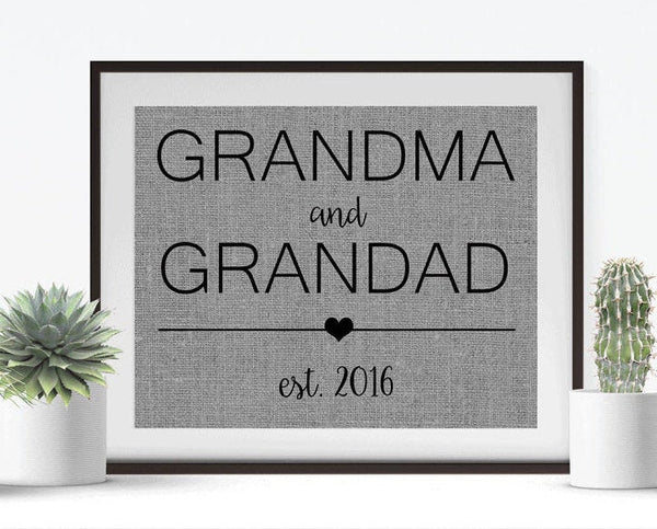 Grandma & Grandad Established Sign