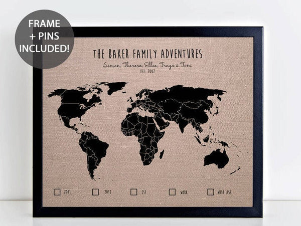 'Family Adventures' World Pushpin Map