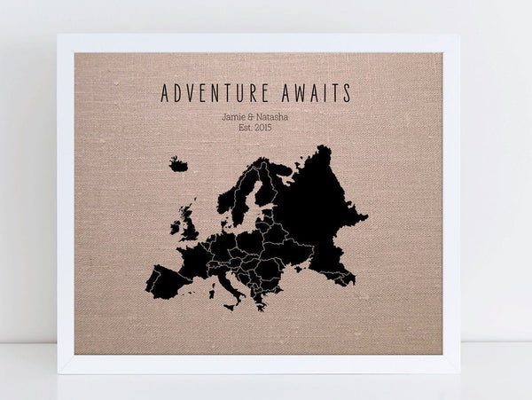 'Adventure Awaits' Europe Pushpin Map