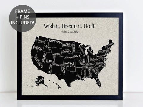 'Wish it, Dream it, Do it!' USA Pushpin Map