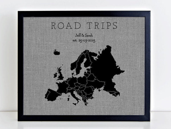'Road Trips' Europe Pushpin Map