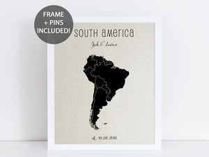 'South America' Pushpin Map