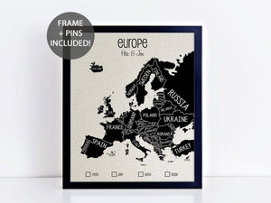 'Europe' Vertical Pushpin Map
