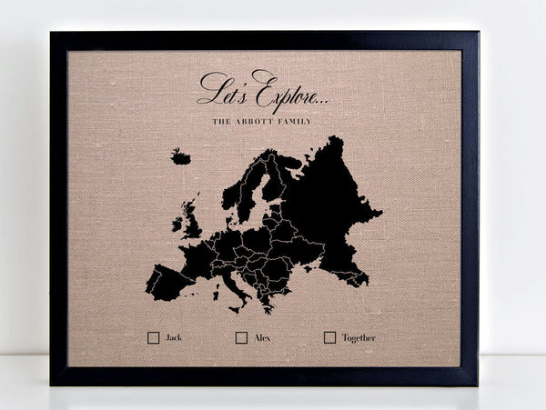 'Let's Explore' Europe Pushpin Map