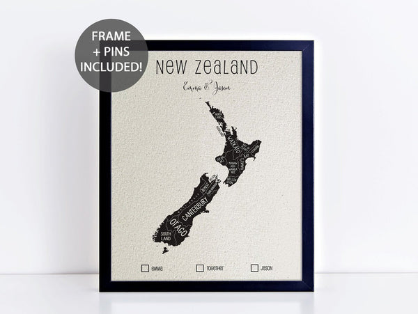 'New Zealand' Pushpin Map